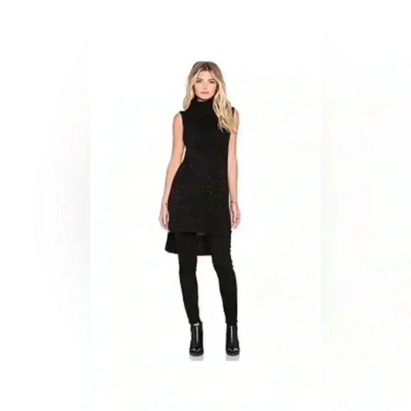 Sam Edelman black sleeveless knit turtleneck & cowl neck sweater tunic size S - Picture 1 of 10